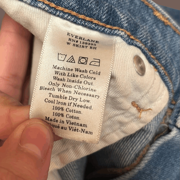 Everlane Denim Skirt | Raw Hem Light Wash | Size 12 | Modern Minimalist - Picture 6 of 6